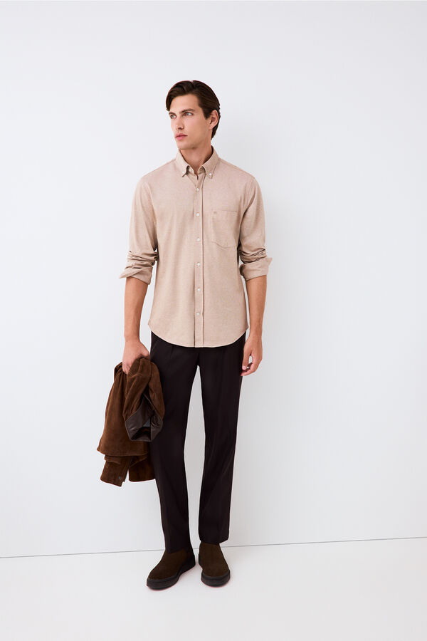 Pedro del Hierro Plain jersey-knit shirt Beige