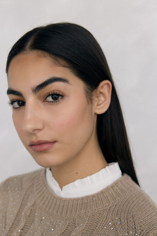 Pedro del Hierro Shiny studded cross-knit knit sweater Green