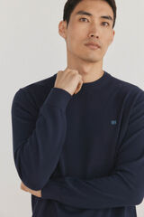 Pedro del Hierro Fine premium cotton round neck sweater Blue