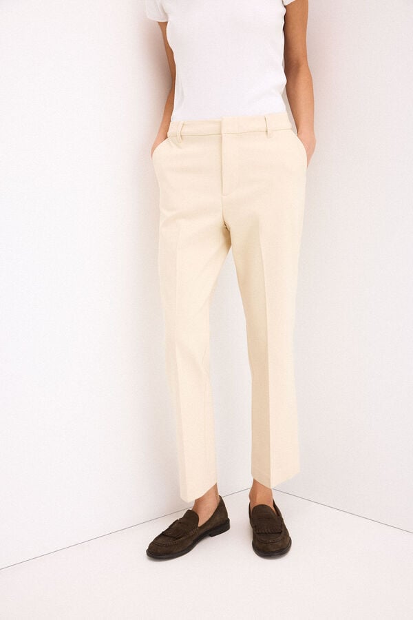 Pedro del Hierro Pantalones straight classic Beige