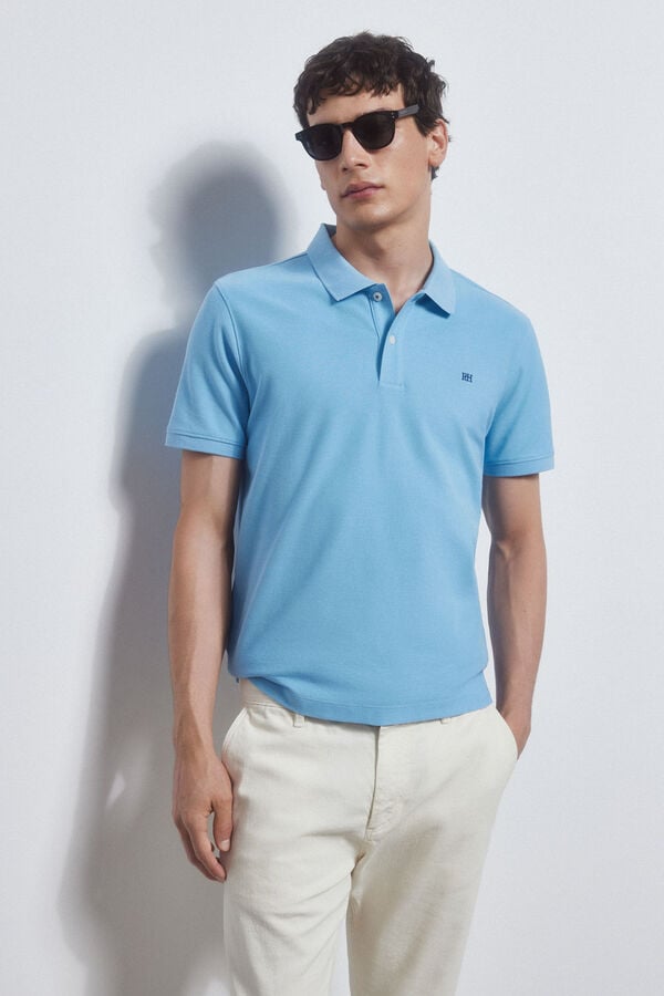 Pedro del Hierro Slim basic polo shirt with embroidered logo Blue