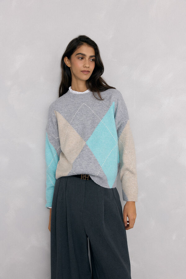 Pedro del Hierro Diamond jacquard sweater Ecru