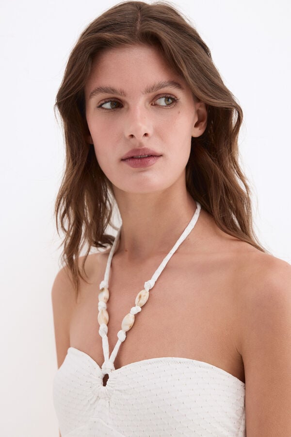 Pedro del Hierro Fato de banho em jacquard e missangas Branco