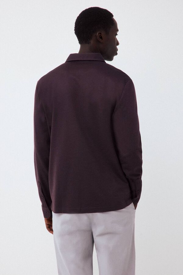 Pedro del Hierro Long sleeve link structure polo shirt Burgundy