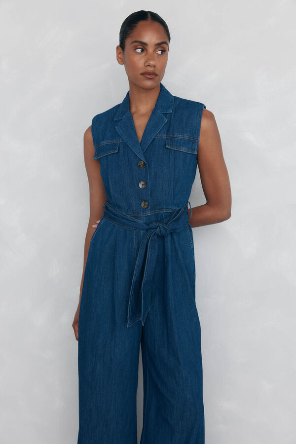 Pedro del Hierro Straight leg jumpsuit with pocket detail Blue