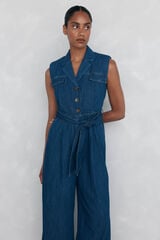 Pedro del Hierro Straight leg jumpsuit with pocket detail Blue