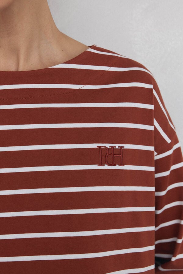 Pedro del Hierro Striped T-shirt Orange