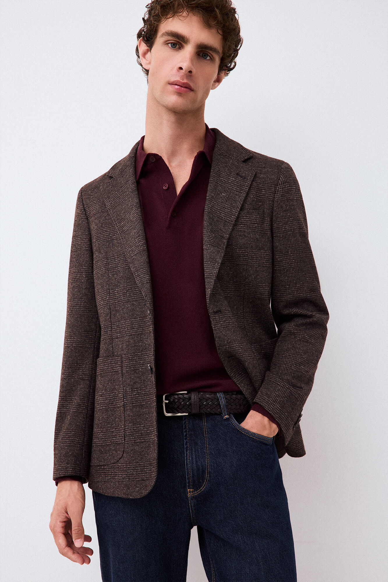 Pedro del Hierro Plaid knit blazer