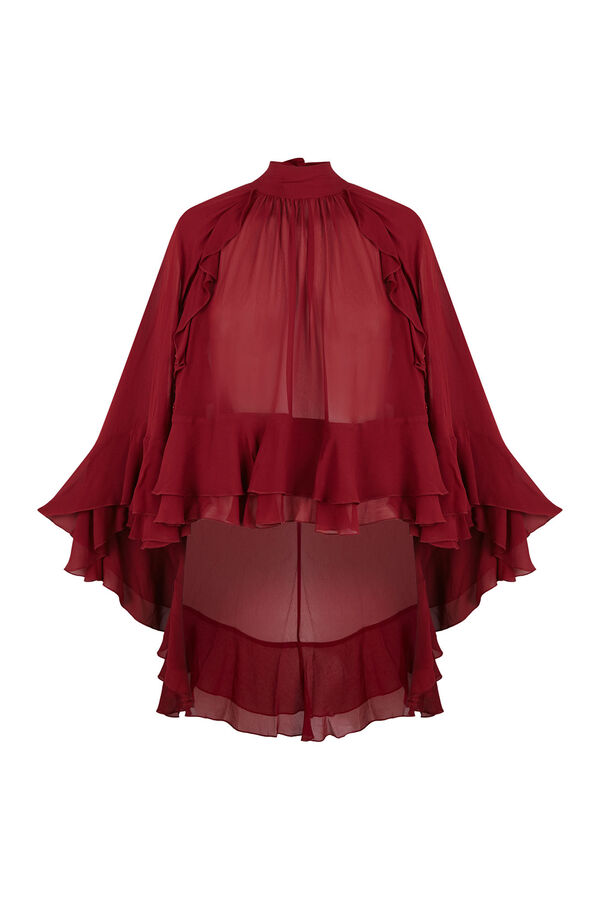 Pedro del Hierro Capa volantes lisa Burdeos