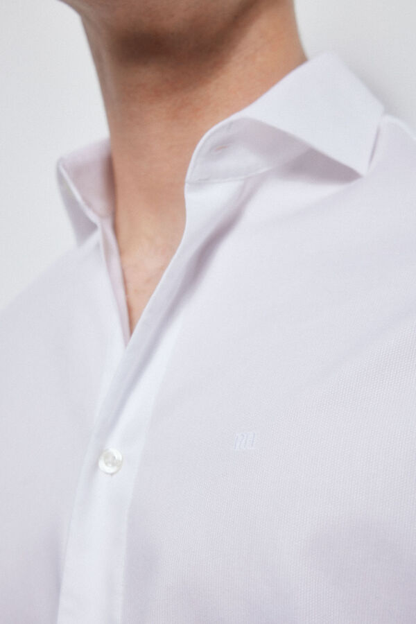 Pedro del Hierro camisa formal lisa estrutura non iron + antimanchas Branco