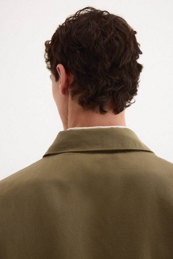 Pedro del Hierro Cotton linen plain overshirt Green