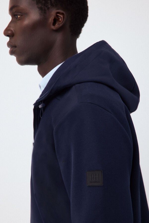 Pedro del Hierro Hooded technical cardigan Blue