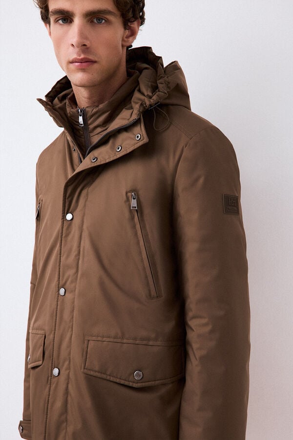 Pedro del Hierro Long four-pocket parka Brown