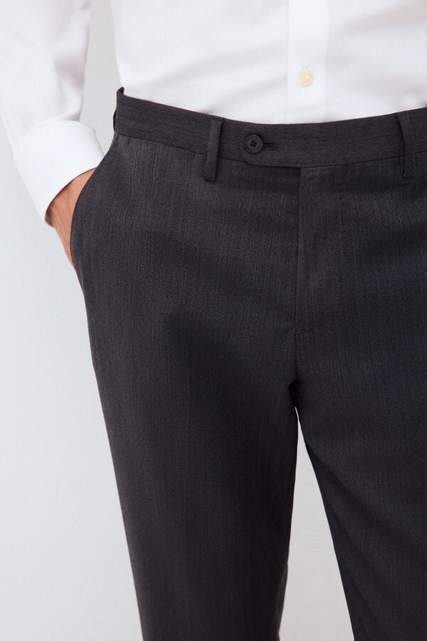 Pedro del Hierro Herringbone high-waisted slim fit tailored trousers Grey