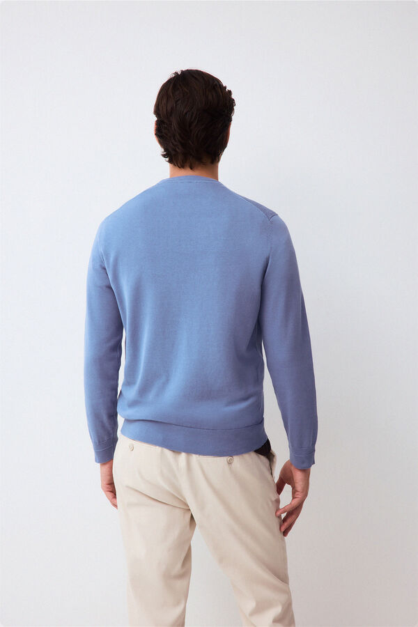 Pedro del Hierro Fine knit premium cotton jumper Blue