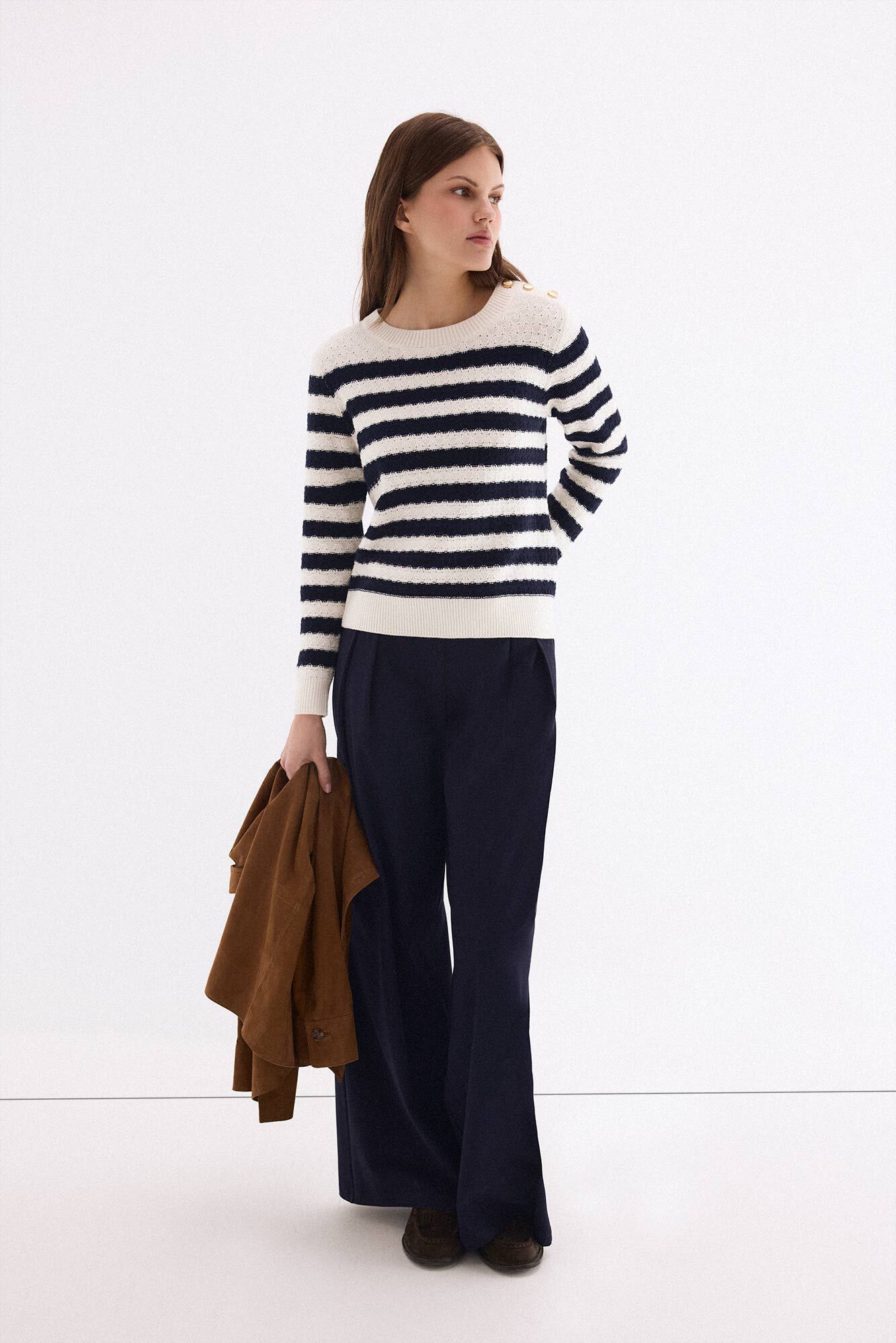 Pedro del Hierro Basic two-tone striped jumper