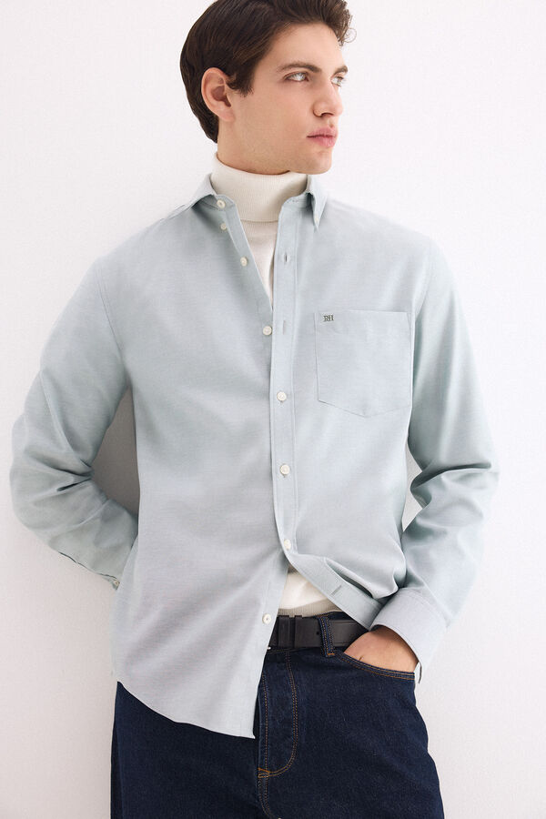 Pedro del Hierro Non-iron plain Oxford shirt Green