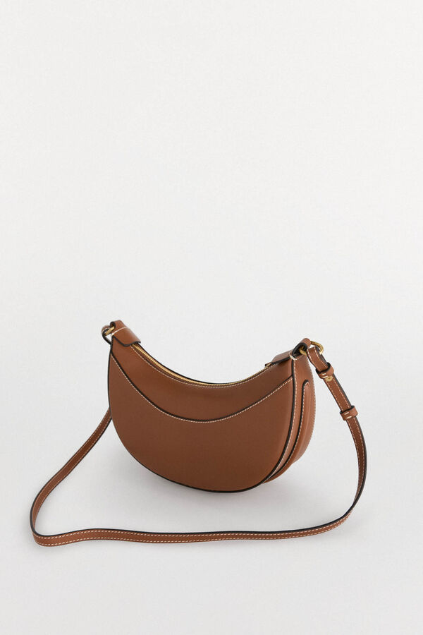 Pedro del Hierro Oval leather crossbody bag Beige