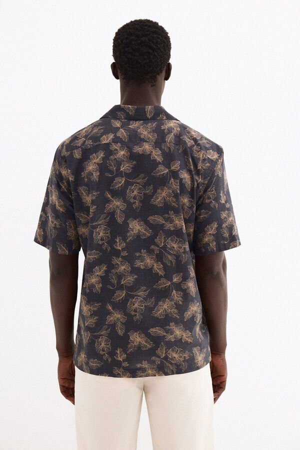 Pedro del Hierro Printed short sleeve Italian fabric shirt Grey