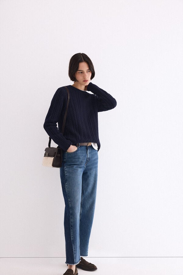 Pedro del Hierro Cross-knit cropped jumper Blue