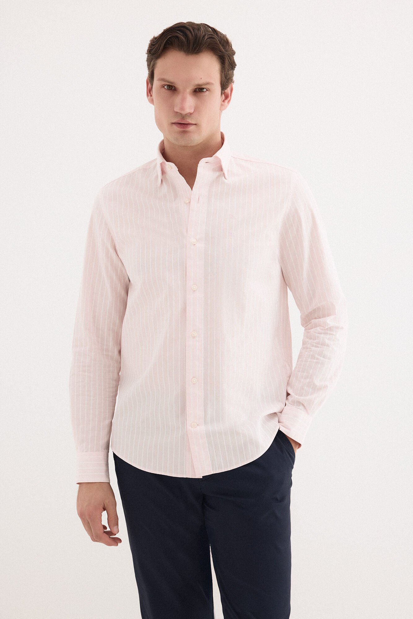 Pedro del Hierro Poplin textured striped shirt