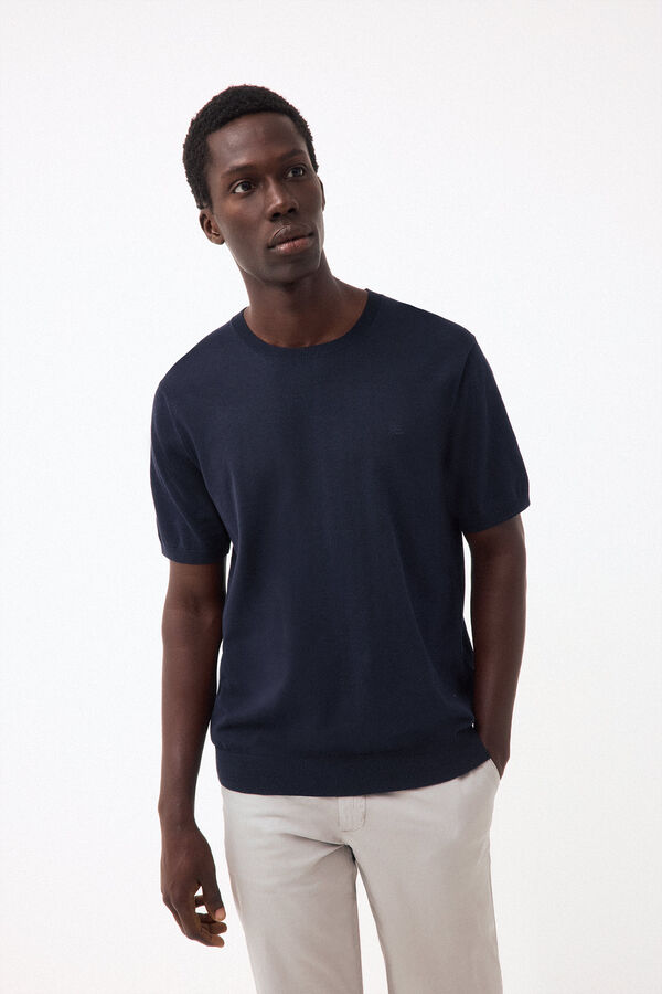 Pedro del Hierro T-shirt de malha premium em algod&atilde;o Azul