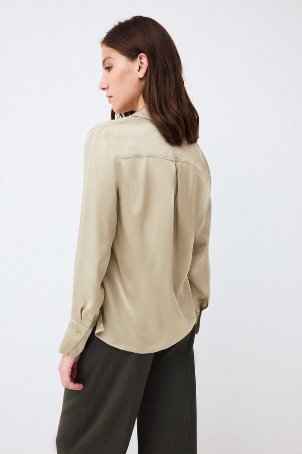 Pedro del Hierro Satin-finish basic shirt Green