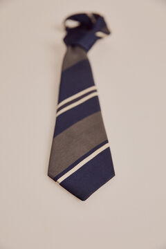 Pedro del Hierro Striped silk tie Grey