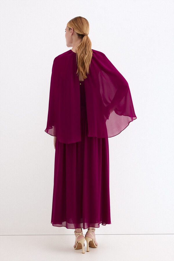 Pedro del Hierro Vestido palabra de honor con detalle de capa Morado