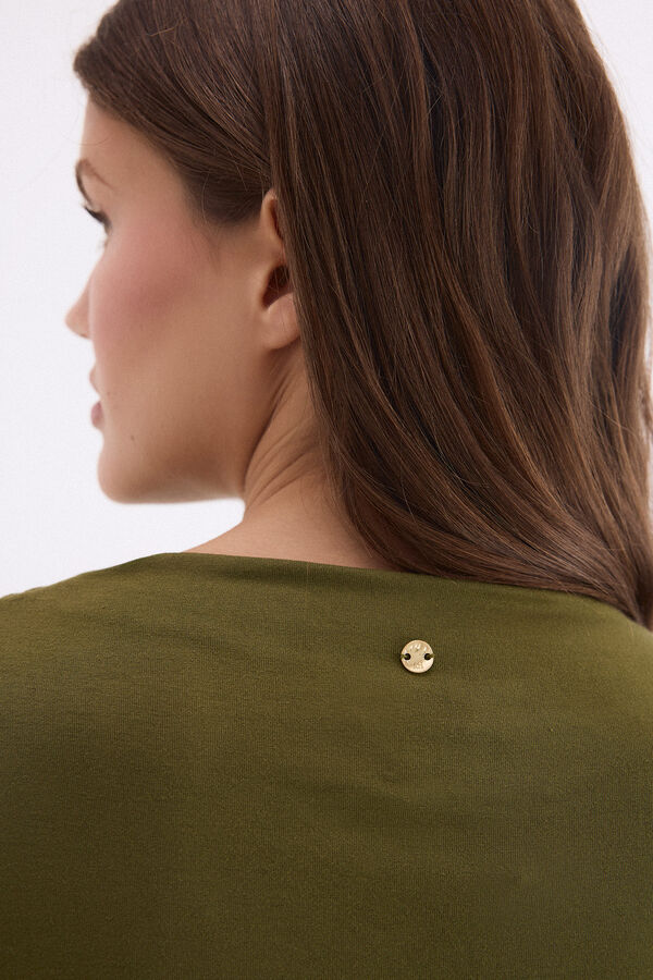 Pedro del Hierro Top drapeado gola alta Verde