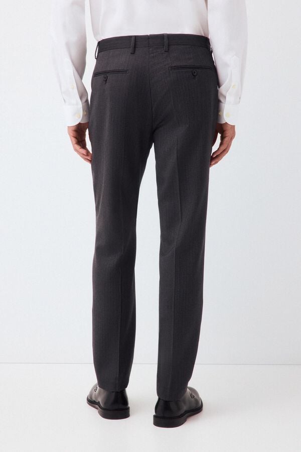 Pedro del Hierro Herringbone high-waisted slim fit tailored trousers Grey
