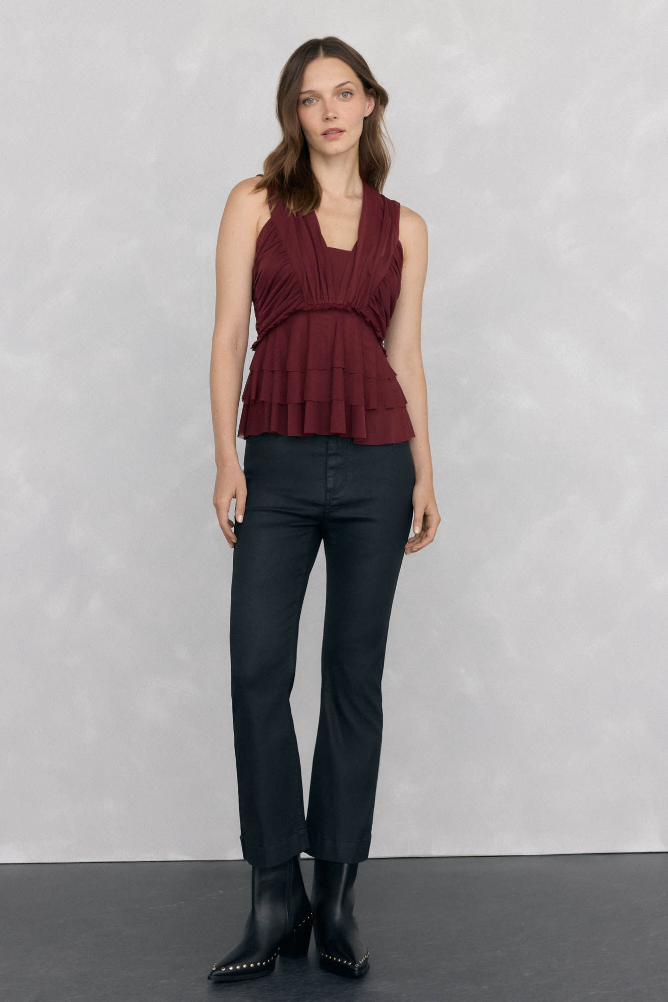 Pedro del Hierro Studded heeled boot in leather