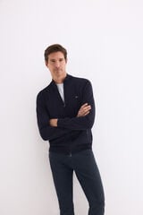 Pedro del Hierro Premium cotton jersey-knit zip fastening cardigan Blue