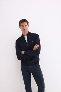 Pedro del Hierro Casaco de malha de algod&atilde;o premium com fecho-&eacute;clair