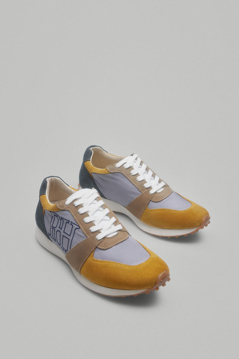 Pedro del Hierro Leather and textile sneakers Grey