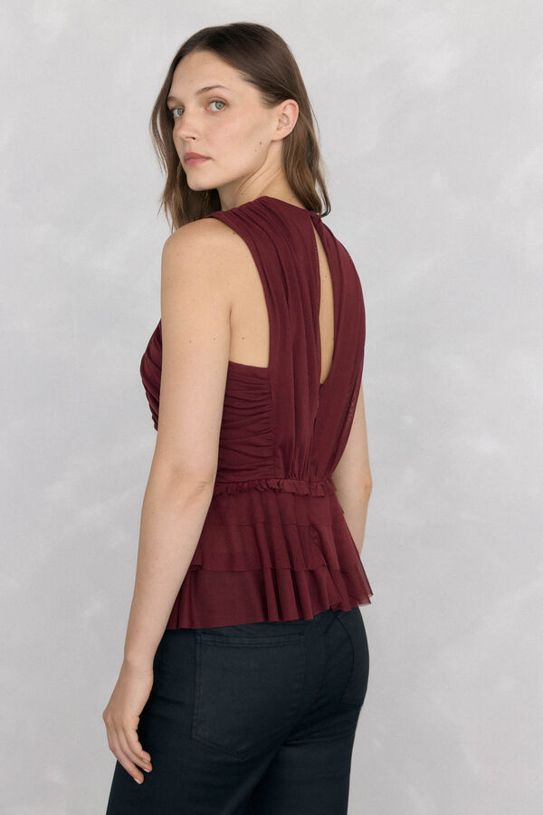 Pedro del Hierro tulle straps top Burgundy