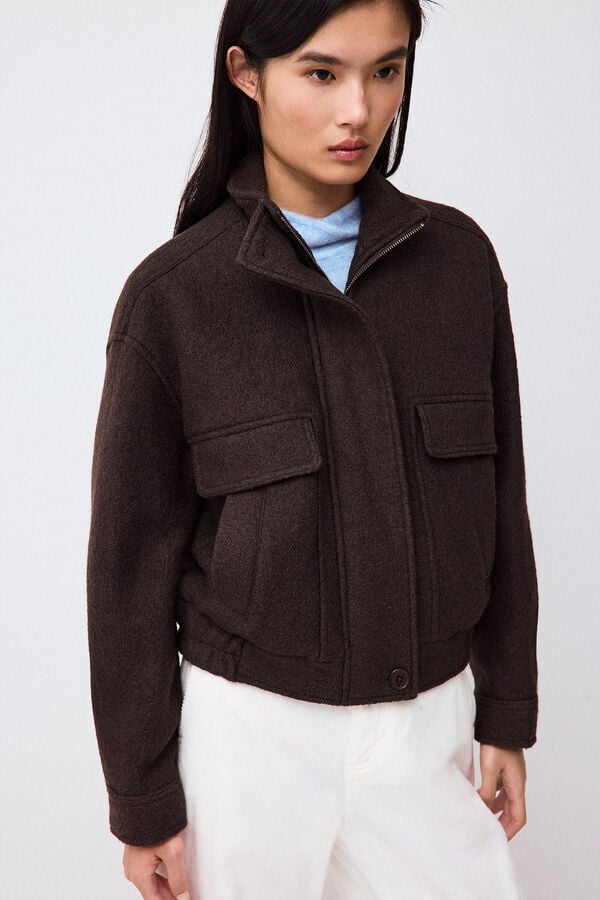 Pedro del Hierro Boucl&eacute; bomber Brown