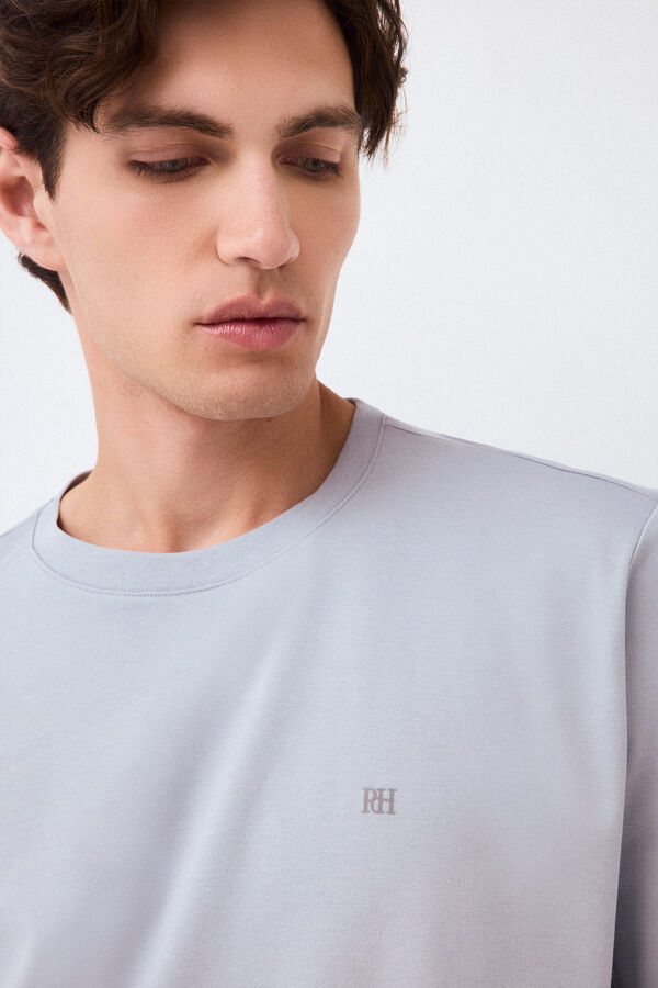 Pedro del Hierro Plain mercerized T-shirt Grey