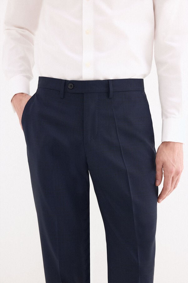 Pedro del Hierro Plaid slim fit trousers Blue