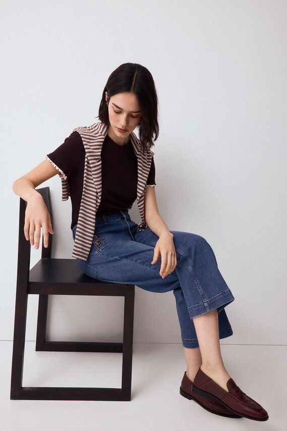 Jeans wide leg capri