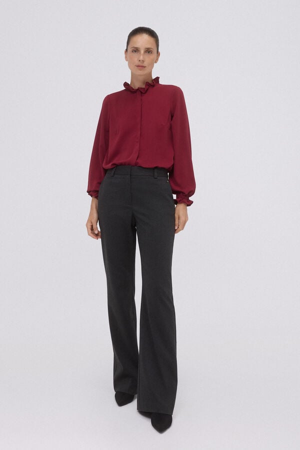 Pedro del Hierro Blusa fluida con detalle de volantes Morado