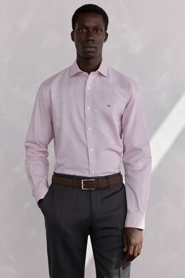Pedro del Hierro Easy-iron structured shirt + anti-odor slim fit Burgundy