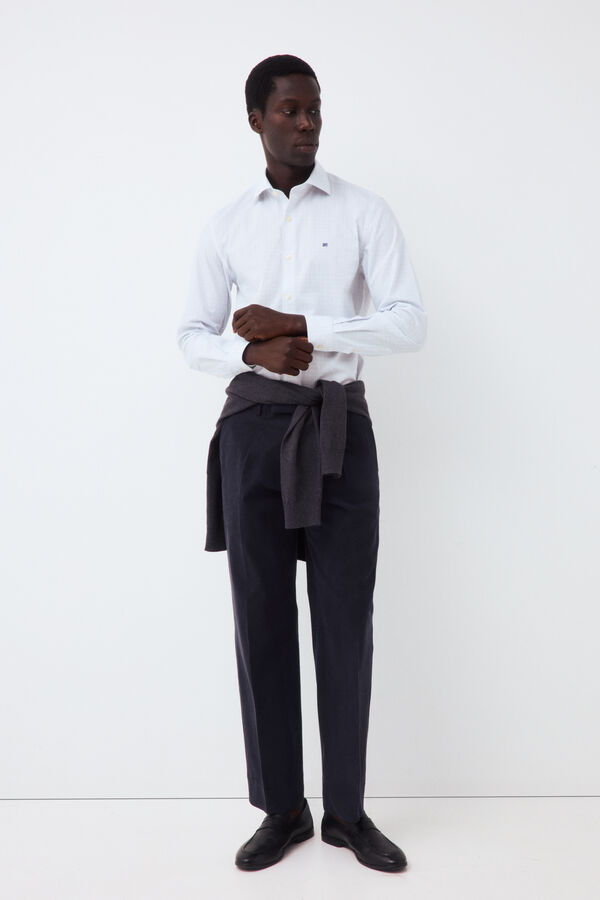 Pedro del Hierro Plaid easy-iron dress shirt Blue