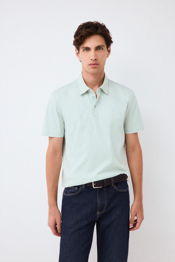Pedro del Hierro Plain mercerized polo shirt Blue