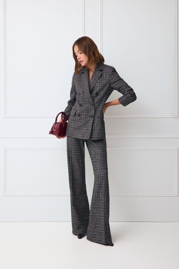 TFP by Tamara Falc&oacute; Checked fitted double-breasted blazer Blue
