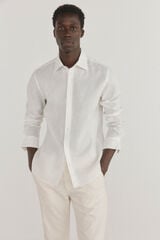 Pedro del Hierro Plain linen shirt Ecru