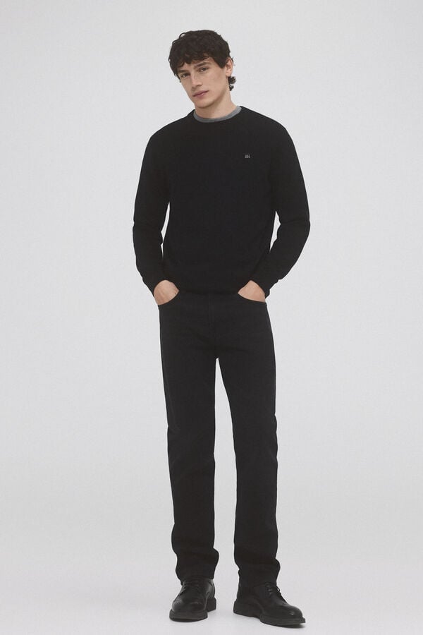 Pedro del Hierro Wool and cashmere round neck jumper Black