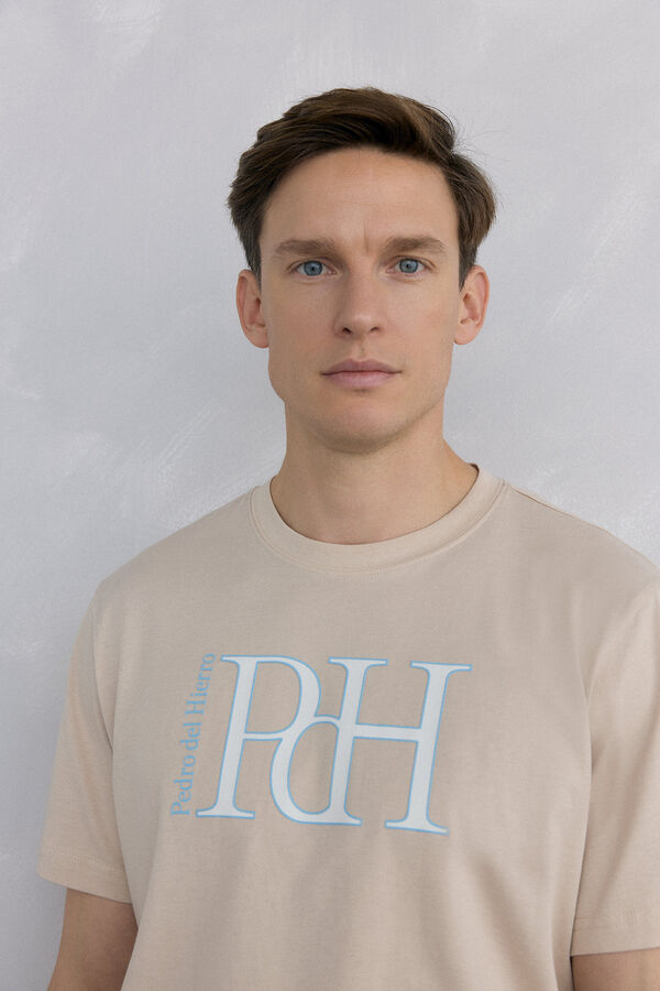 Pedro del Hierro Large logo T-shirt Beige