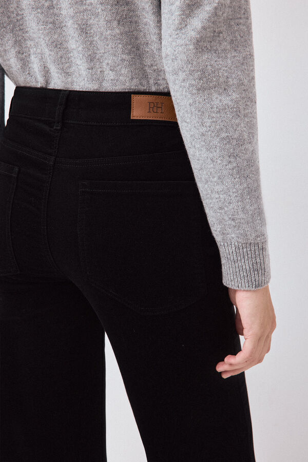 Pedro del Hierro Velvet flare cropped trousers Black