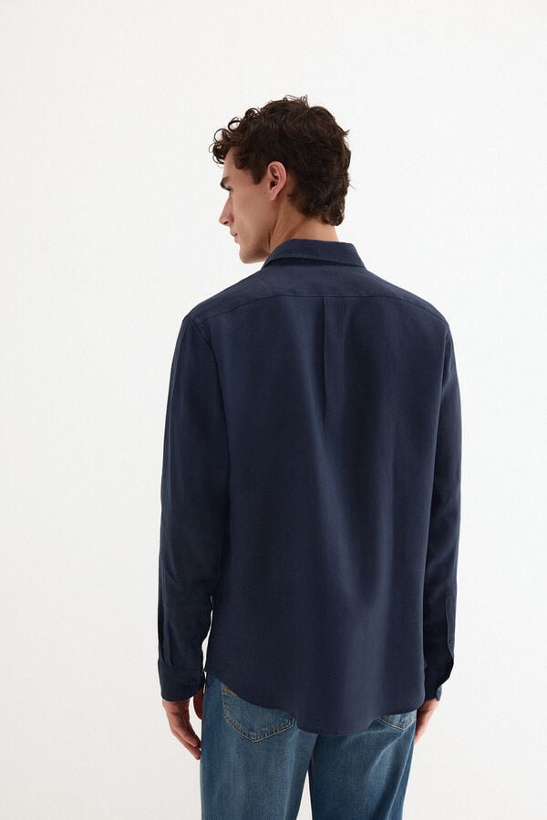 Pedro del Hierro Plain linen shirt Blue